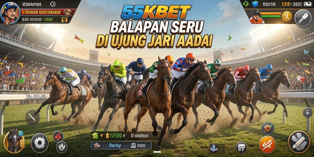 Tangkapan layar game 55KBET menampilkan aksi balapan yang intens.
