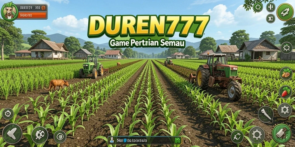 Tampilan gameplay DUREN777 dengan kebun durian yang subur.