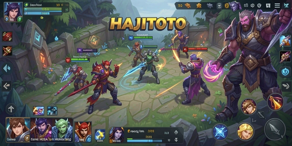 Tangkapan layar dari gameplay seru HAJITOTO di arena MOBA.