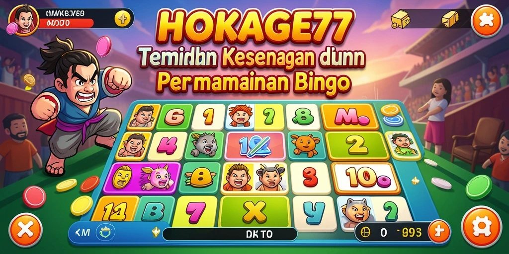 Tampilan gameplay Bingo yang penuh warna dan interaktif di HOKAGE77.