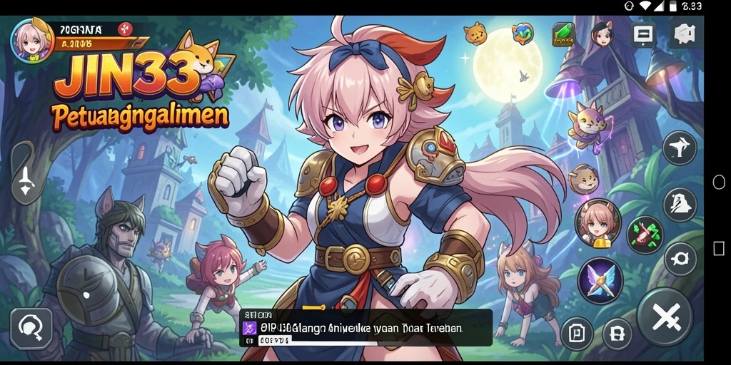 Tampilan gameplay JIN33 yang menampilkan aksi seru dan karakter unik.