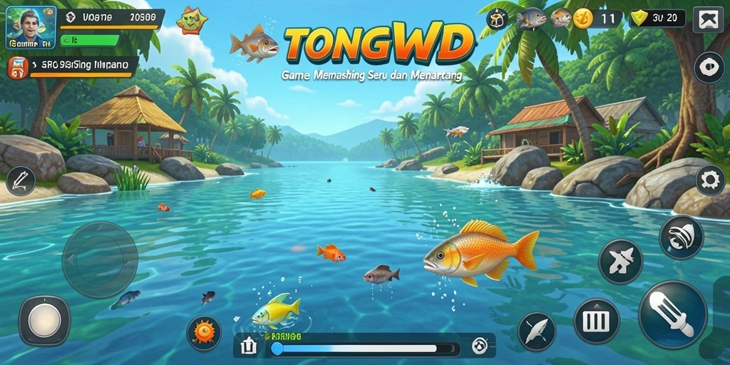 TAMPILAN GAMEPLAY TONGWD MENARIK DENGAN IKAN BERAGAM DI LOKASI MENAWAN