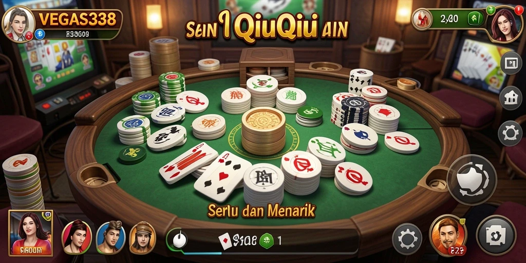 Tangkapan layar menunjukkan aksi seru dalam permainan QiuQiu.