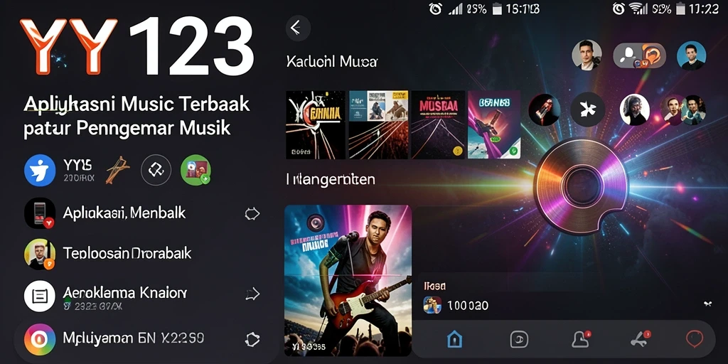 Screenshot gameplay YY123 yang menampilkan pengalaman mendengarkan musik.